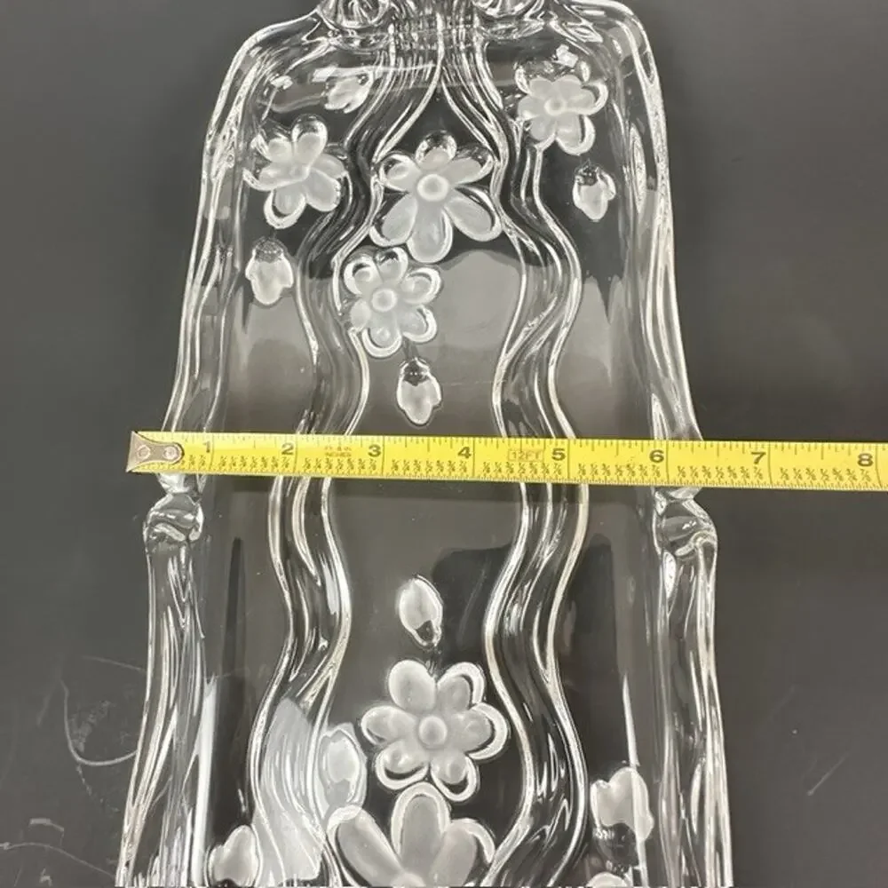 Celento Collection Fine Crystal Rectangle Serving Cake Tray Germany Floral Flowe